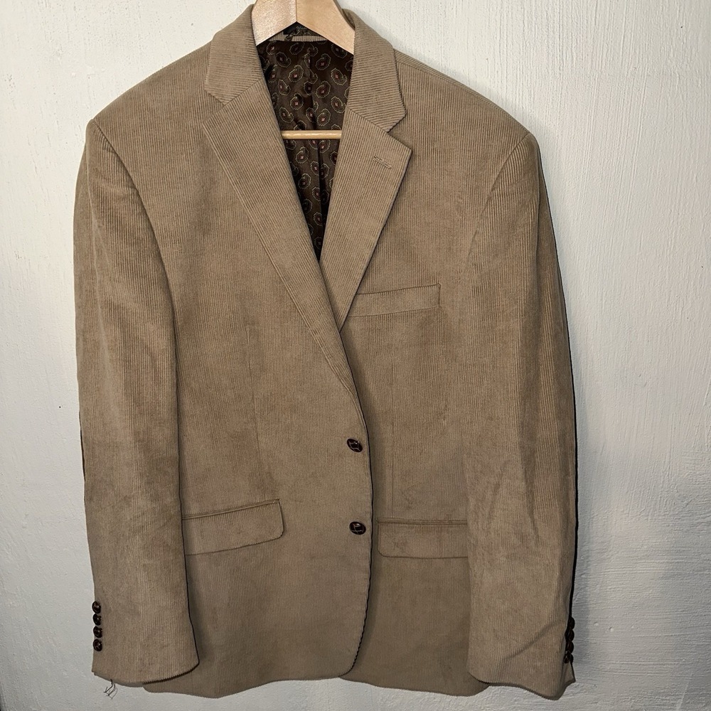 Chaps Ralph Lauren Sport Coat Men 42R Brown Corduroy‎ Elbow Patch Cotton Blazer